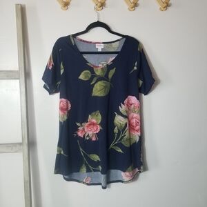 LULAROE WOMEN'S FLORAL BLOUSE SIZE LARGE